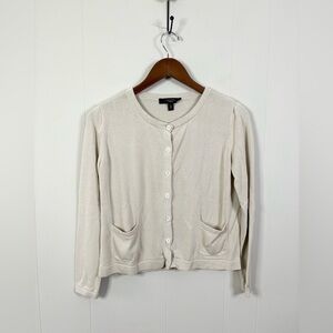 Weekend Max Mara tan beige cardigan knit sweater button front